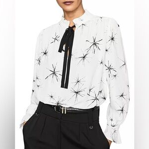 REISS Maeve Embellished Tie-Neck Blouse